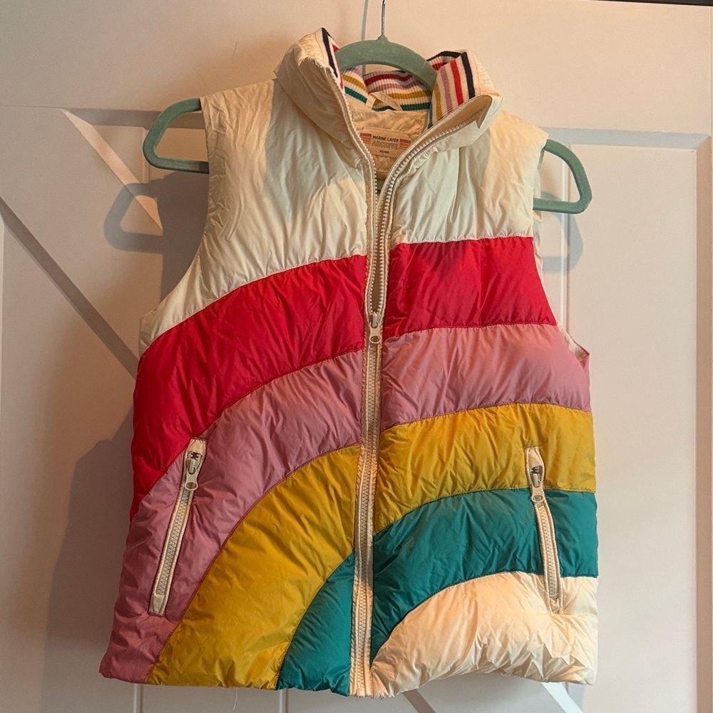 Marine Layer White Retro Puffer Vest
